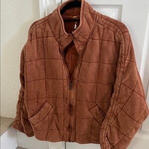 Free People Rust Quilted Puffer Jacket